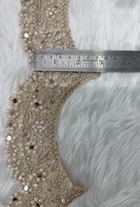 Artisan Hand Look Pearl Bead Mirror Work Scalloped Lace Trim Indian Ethnic <b>Kaftan</b> Saree Border Embroidered Sewing Decoration - Product Image 6