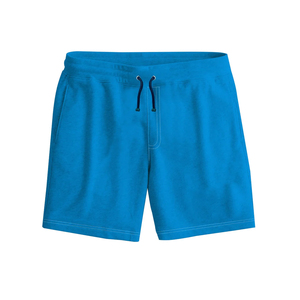 Pantalones Cortos de Felpa Francesa Gruesa con Logotipo Personalizado para Hombre, Estilo Urbano, Azules Lisos, con Cordón Ajustable, Venta al Por Mayor - Product Image 3