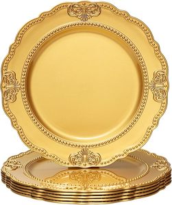 Assiette de Présentation Métallique Dorée Élégante pour Décoration de Table de Mariage et Événements - Product Image 1