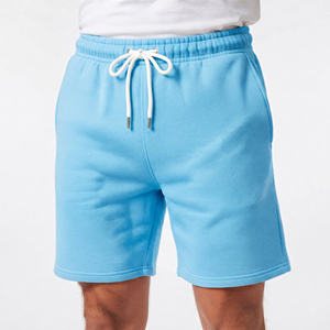 Short de sport ample pour homme en molleton 100% coton, écologique, couleur unie, grammage élevé, taille à cordon de serrage, pour l'entraînement et la course - Product Image 6