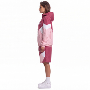 <b>Women's</b> Colour Blocking Windbreaker <b>Twin</b> Shorts <b>Set</b> Lightweight <b>Women</b> Hooded Jacket 100% Nylon Printed Shorts <b>Set</b> - Product Image 3