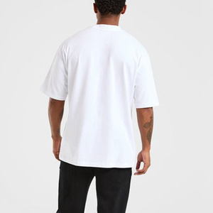 เสื้อยืดโอเวอร์ไซส์ผู้ชายไซส์ใหญ่ ผ้าฝ้าย 100% ระบายอากาศได้ดี ทอแบบพิเศษ มีโลโก้ด้านหน้า ทรงไหล่ตก  แบบเรียบ  ออกแบบได้ตามต้องการ สำหรับฤดูร้อน - Product Image 2