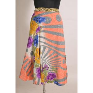 Women's Boho Vintage Floral Printed Handmade Silk <b>Wrap</b> Skirt Natural Waist Ankle-Length All Season Skirt - Product Image 2