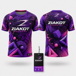 ZIAKOT industry New design Men's Custom Pink Black-White Grey 3D Pattern Design Abstract Brush Stroke Performance <b>T</b>-<b>Shirt</b> - Product Image 4