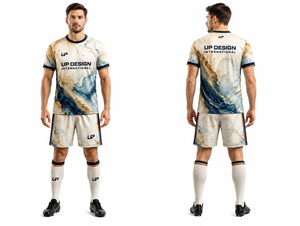 ชุดเสื้อและกางเกงฟุตบอลลายหินอ่อนแบบกำหนดเอง ผ้าโพลีเอสเตอร์ระบายอากาศได้ดี ชุดยูนิฟอร์มทีมฟุตบอลแบบซับลิเมชั่น ชุดกีฬา - Product Image 2