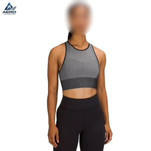 Ropa de yoga ecológica de color gris, el mejor proveedor, servicio OEM, ropa deportiva para gimnasio, sujetador de compresión de nailon y spandex. - Product Image 3