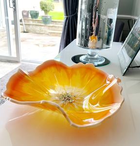 Large Resin Bowl: Handmade Orange & Yellow Decorative Fruit Bowl - Product Image 5