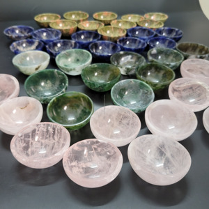 Hand Polished 50-55mm Circular Gemstone <b>Bowl</b> Natural Crystal Stone Decor <b>Bowl</b> for Home Altar Wholesale Custom Jewelry Display - Product Image 6