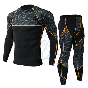 High Quality Wholesale 2-Piece Sportswear <b>Compression</b> Sets <b>Men</b> Running Training <b>Tights</b> Breathable Gym Suits Front Logo - Product Image 2