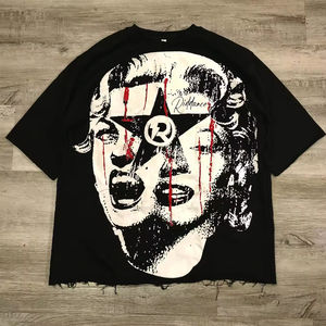 T-shirt Homme Personnalisé OEM Style Urbain Vintage Hip Hop Effet Vieilli, Imprimé DTG, Coton, Ourlet Court - Product Image 5