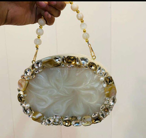 กระเป๋าคลัทช์เรซิ่นแบบโบราณสำหรับผู้หญิงกระเป๋าคลัทช์มือสำหรับงานแต่งงานตอนเย็นเจ้าสาวทำด้วยมือ - Product Image 1