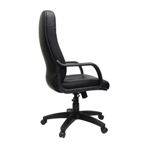 Chaise de bureau ergonomique moderne en cuir PU avec accoudoirs fixes, base en aluminium, chaise de direction pivotante pour usage professionnel - Product Image 3