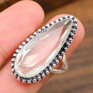 White Topaz Ring 925 Sterling Silver Handmade Spinel Natural Gemstone Ring Elegant Silver Jewelry For Women - Product Image 3