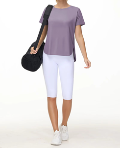 Camiseta de Verano para Mujer Shan Apparel, Diseño a Cuadros, Anti-Pilling, Manga Mariposa, Ropa Casual para Gimnasio, Transpirable, Ligera, Tejido Regular - Product Image 6