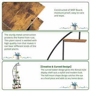 Artisasset Half Moon Ironwood Plant Stand 6th Floor for Garden Balcony Patio Lawn Home Decoration Iron Flower Pot Stand - Product Image 2