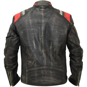 Blouson en cuir pour homme à col montant, design moto, en peau de mouton de haute qualité, fin, avec logo personnalisé, prix abordable - Product Image 2