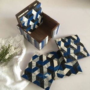 Handmade Modern Luxury Eco Friendly Durable Resin Inlay Coasters Resin Base Customizable Colors Logo for Coffee Tables Dining - Product Image 1