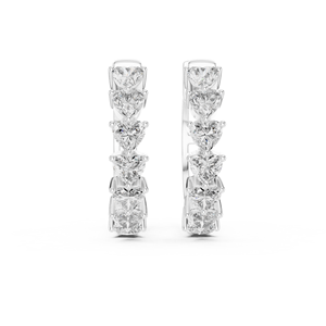 Pendientes de Aro de Diamantes en Forma de Corazón Vintage de Lujo, Plata, Certificados por IGI, Joyería Fina Romántica para Compromiso y Boda para Mujer - Product Image 1