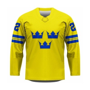 Jersey de Hockey sobre Hielo Personalizado de Alta Calidad, Transpirable, con Bordado 3D, Impresión Digital, Cuello Mao, Correa en T, Antibacterial, para Verano - Product Image 1