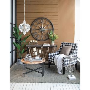 Lampadario a catena regolabile con ciondolo in legno da fattoria a 6 luci per soggiorno o ingresso-lampadina non inclusa - Product Image 1