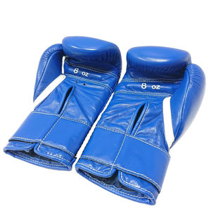 Guantes de Boxeo Azules de Alta Calidad, Diseño OEM Personalizado, Fabricados con Cuero Genuino, Guantes de Sparring con Velcro - Product Image 5