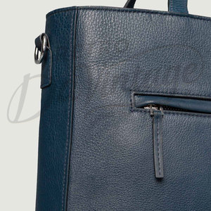 กระเป๋าหนังแท้ระดับพรีเมียมสำหรับผู้ชายและผู้หญิง สีน้ำเงินกรมท่า ความจุขนาดใหญ่ กระเป๋าเอกสารธุรกิจ กระเป๋าสะพายไหล่ลำลอง - Product Image 5