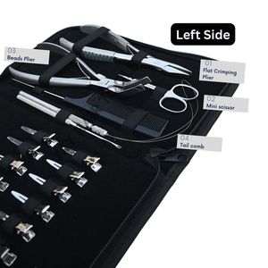 Kit de Herramientas para Extensiones de Cabello Plateadas con Alicates para Abrir y Cerrar Cuentas, Alicates de Crimpado, Gancho de Tracción, Tijeras de Bucle y Clips de Estilizado - Product Image 3