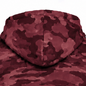 Sweat à capuche pull-over camouflage bordeaux pour homme, imprimé personnalisé, en molleton avec poche kangourou et cordon de serrage, décontracté, pour l'hiver, l'extérieur et le streetwear - Product Image 4