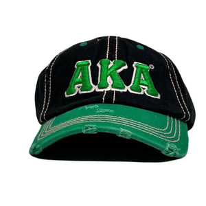 AKA Black & Green Hat Embroidered Letter Baseball <b>Cap</b> Adjustable Cotton Headwear Casual Fashion <b>Vintage</b> Style <b>Cap</b> for Men Women - Product Image 1