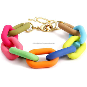 Brazalete de cadena gruesa de resina de estilo veraniego, pulsera hecha a mano audaz de gran tamaño, joyería de moda ligera para mujer - Product Image 4