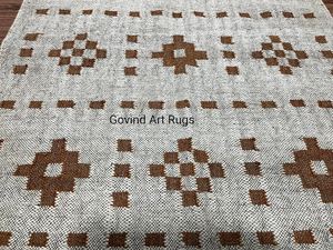Tapis Kilim Floral Fait Main en Mélange Laine Coton, Rectangulaire, Poil Moyen, Dos en Jute, pour Salon, Lavable en Machine et à la Main - Product Image 5