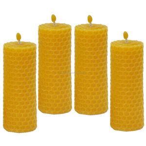 Aesthetic Raw Beeswax Honeycomb Pillars – Non-Toxic Handcrafted <b>Lighting</b> – Single Unit - Product Image 6