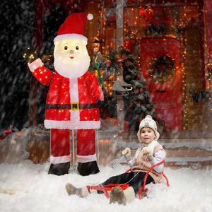 6FT Pre-Lit Santa Christmas Yard Decorations <b>Pull</b> up 180 LED Warm White <b>Lights</b> Waving Hand Wishing You a Merry Christmas! - Product Image 2