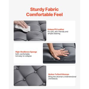 31-Inch Square Leather <b>Storage</b> Ottoman Tufted Button Design Coffee Table Lift-Top Flip PU Leather Upholstered <b>Stools</b> Ottomans - Product Image 5