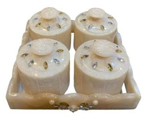 Modern Design Round Resin Serving Tray & Storage Jar <b>Set</b> with Eco-Friendly Detachable Design Customizable Size - Product Image 2