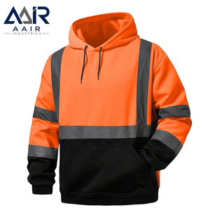 เสื้อแจ็คเก็ตฮู้ดโพลีเอสเตอร์สีดำสะท้อนแสงแบบซิป สำหรับงานก่อสร้างและงานจราจร  รับสกรีนโลโก้ตามแบบ - Product Image 4