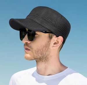 Unisex Breathable Cotton Mesh Sublimation Printed <b>Flat</b> Cap Casual Outdoor Summer <b>Hat</b> 56-58CM Black - Product Image 1