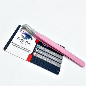 Pince à épiler à pointe en fibre de botte courte en couleur rose Extensions de cils Pince à épiler Logo personnalisé Accessoires Outil et pince à cils - Product Image 3