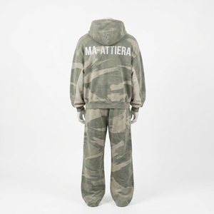 Men Sage Green <b>Camouflage</b> Zip Up Hoodie <b>Tracksuit</b> Set Oversized Loose Fit Streetwear Custom OEM ODM Wholesale - Product Image 4