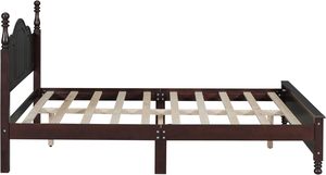 Lit Queen Isyana en bois d'acajou de haute qualité avec finition brun foncé pour chambre à coucher - Product Image 6