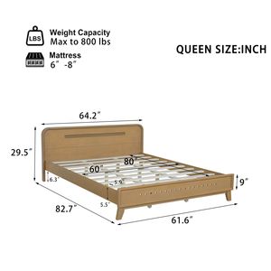 Letto matrimoniale in legno massello di pino, robusto e senza rete a doghe, colore giallo rustico - Product Image 3