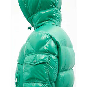 Men Winter Green Shiny Puffer Jacket Hooded <b>Bubble</b> <b>Coat</b> Custom Logo Color Size Wholesale Oem Plus Size Thick Warm Wet Look - Product Image 5