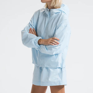 OEM/ODM Oversized Lightweight Windbreaker Tracksuit Women Casual Full Zip <b>Jacket</b> with Shorts Zipper Hoodie Water Resistance Set - Product Image 4