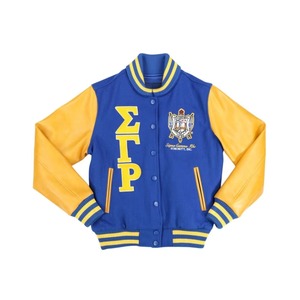เสื้อแจ็คเก็ตวูลวาร์ซิตี้ Sigma Gamma Rho สำหรับฤดูหนาว แบบหนา ปักลายปักติดอย่างดี สำหรับชมรมนักศึกษากรีก  ชุดนักกีฬามหาวิทยาลัย - Product Image 1