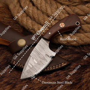 Cuchillo utilitario EDC multiusos de supervivencia de 6 pulgadas de acero de Damasco de alta calidad con mango de palisandro, personalizable al por mayor - Product Image 2