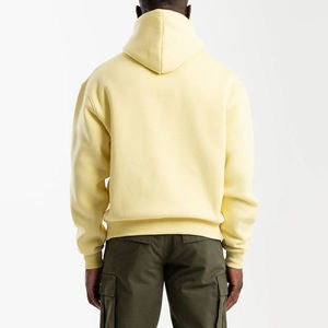 Men's <b>Yellow</b> Hooded Sweatshirt Regular Fit Cotton French Terry Casual Pullover <b>Hoodie</b> Solid Color Pocket Design Autumn Wear - Product Image 6