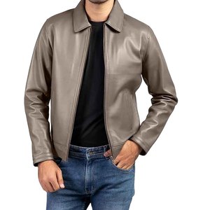 Chaqueta de Cuero Genuino para Hombre, Chaqueta de Motociclista de Piel de Vaca, Corte Ajustado, Abrigo de Invierno, Proveedor OEM Personalizado - Product Image 6