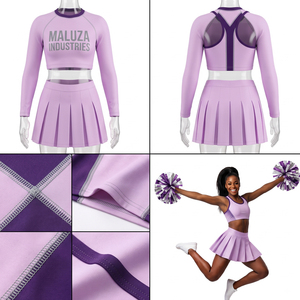 Tenues de cheerleading imprimées à paillettes métalliques, vêtements de performance brillants et élégants, couleurs d'équipe personnalisées, Spandex/Polyester, National - Product Image 6