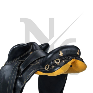Sillín de cuero de vaca premium con guardabarros de madera para equitación de media raza, para trabajo ganadero competitivo, sillín profesional australiano para ganado. - Product Image 6