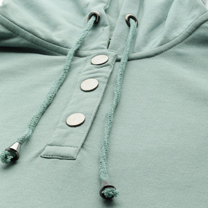 Sudadera con capucha para mujer, color sólido, manga larga, algodón, informal, con bolsillos, para otoño - Product Image 6